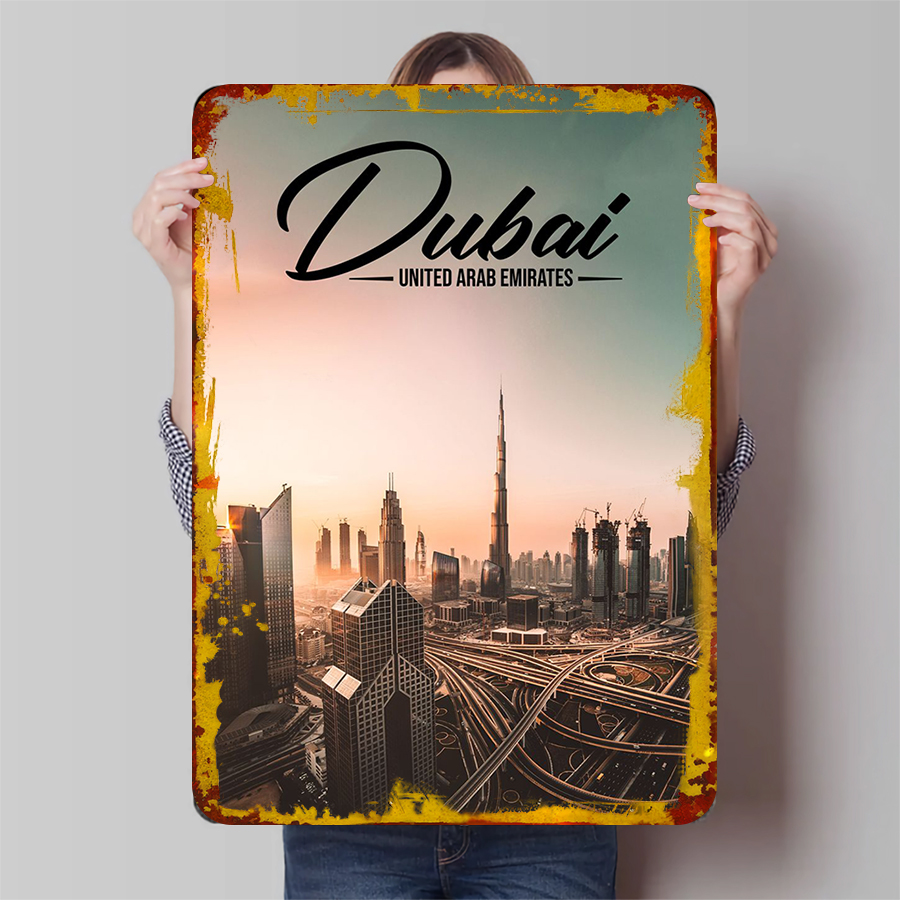 Home Office Dubai - دبي سيتي سكيب جدار معدني الفن