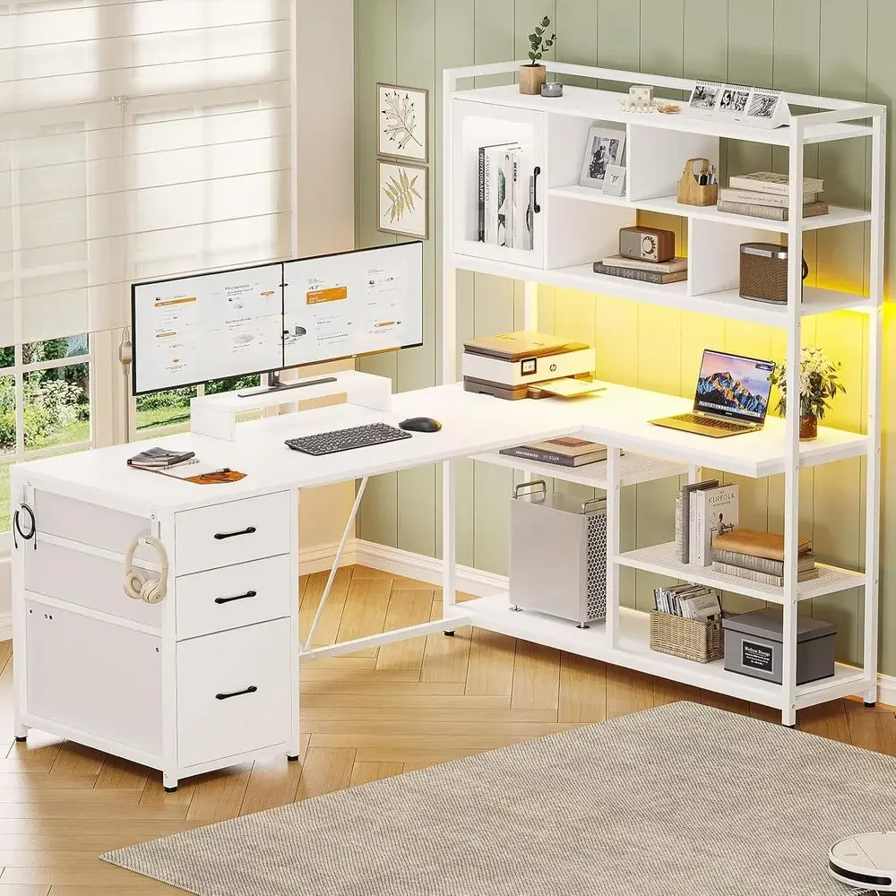 Home Office L Shaped Desk - مكتب على شكل حرف L بسعة