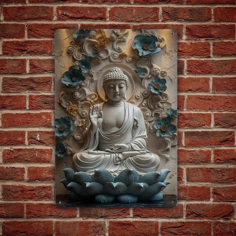 Home Office Yoga Room Ideas - تمثال Zen Buddha من الألومنيوم للحائط،