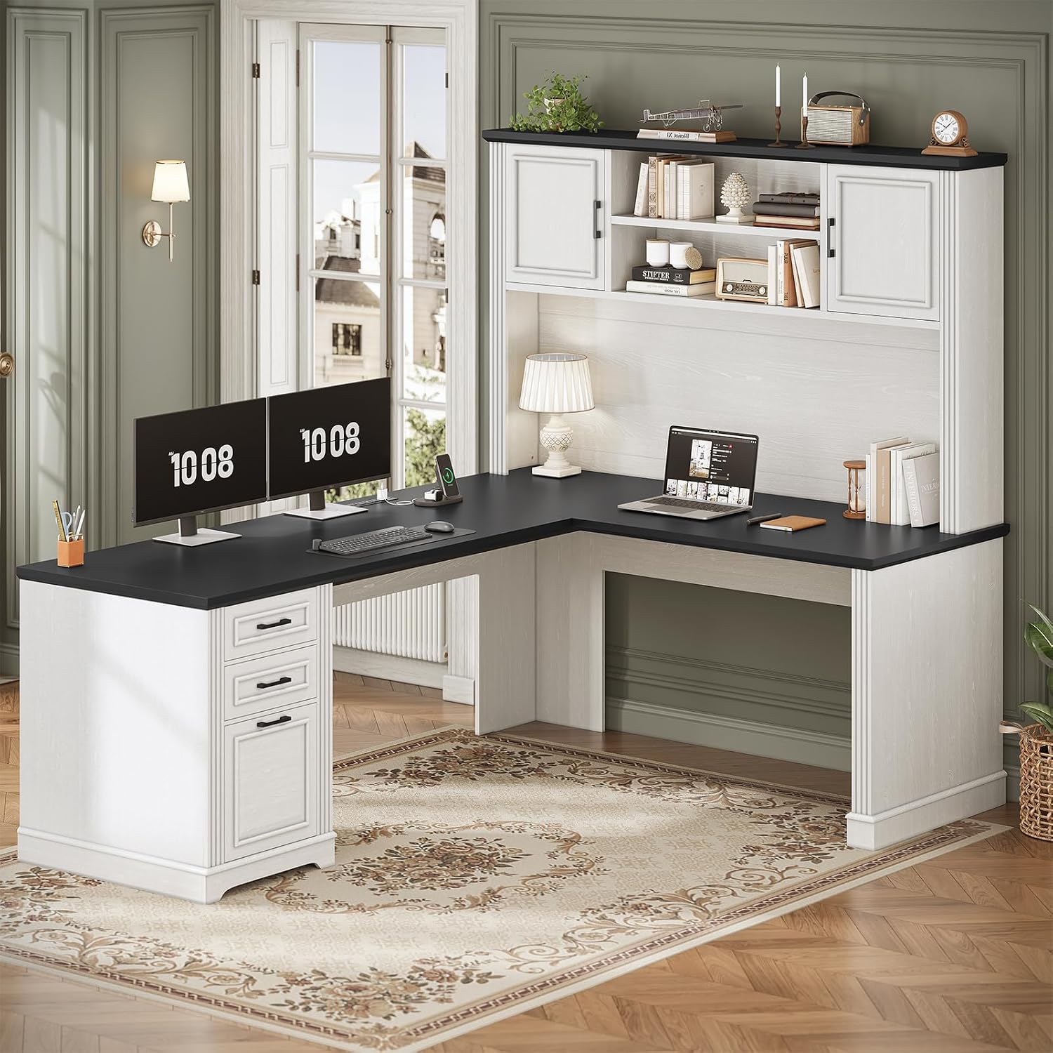 Home Office L Shaped Desk - مكتب على شكل حرف L مع