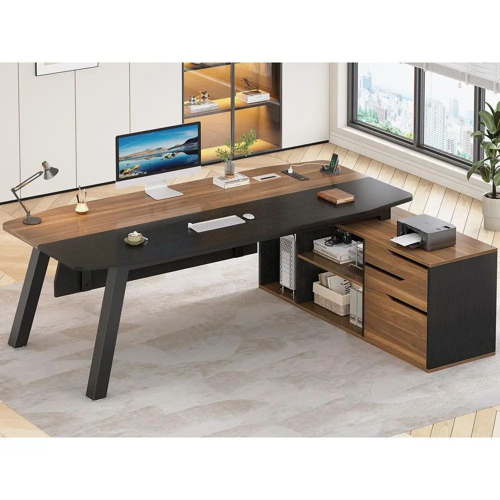 Home Office L Shaped Desk - مكتب كبير بطول 71 بوصة مع