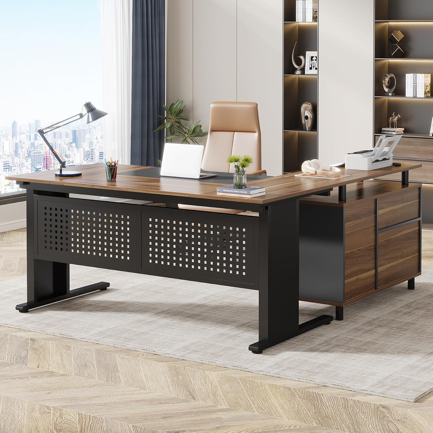 Home Office L Shaped Desk - مكتب تنفيذي على شكل حرف L