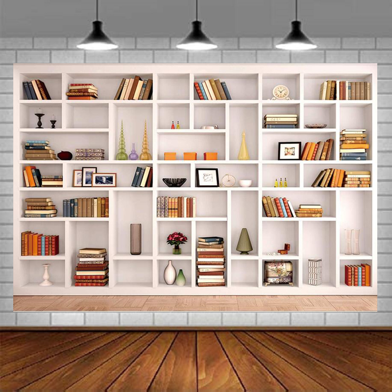 Home Office Background For Zoom - خلفية تصوير على شكل رف كتب