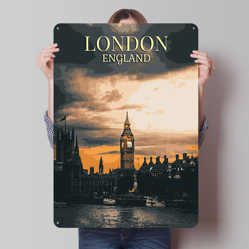 Home Office London - ملصقات صفيح لندن عتيقة قابلة للتخصيص