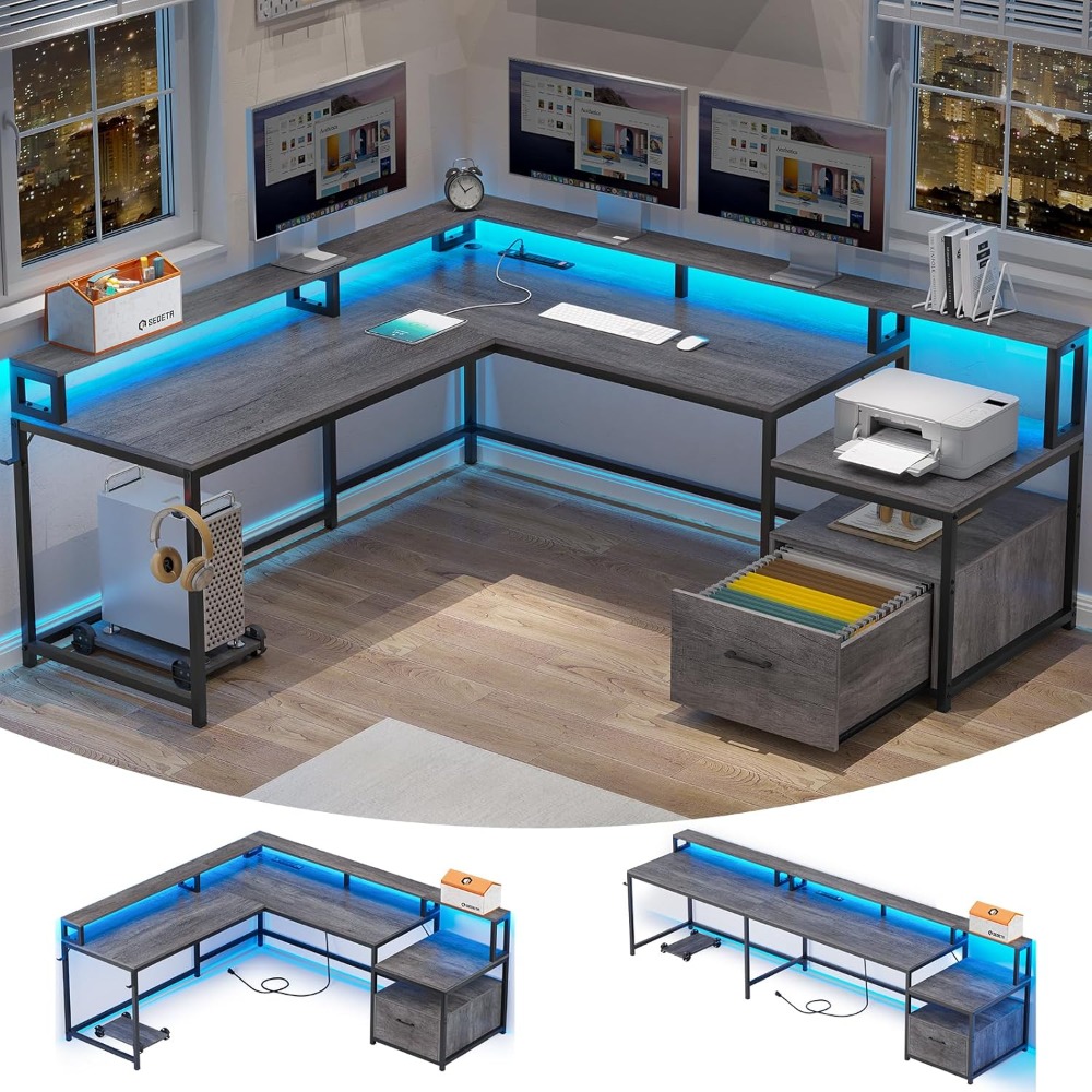 Home Office L Shaped Desk - مكتب على شكل حرف L، مكتب