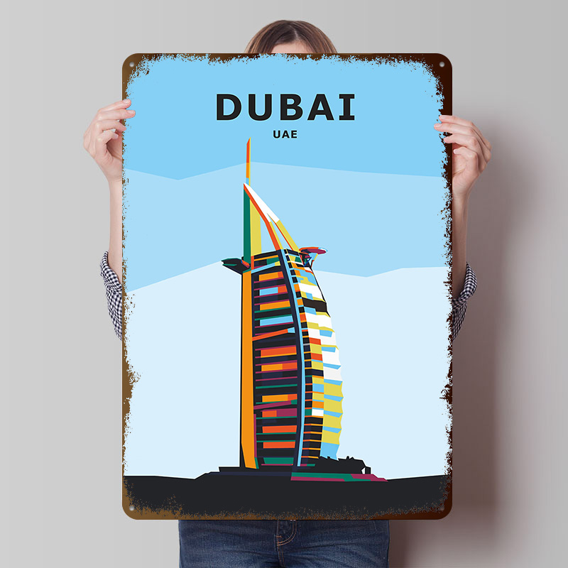 Home Office Dubai - لوحة معدنية مخصصة بتصميم 'سفر إلى