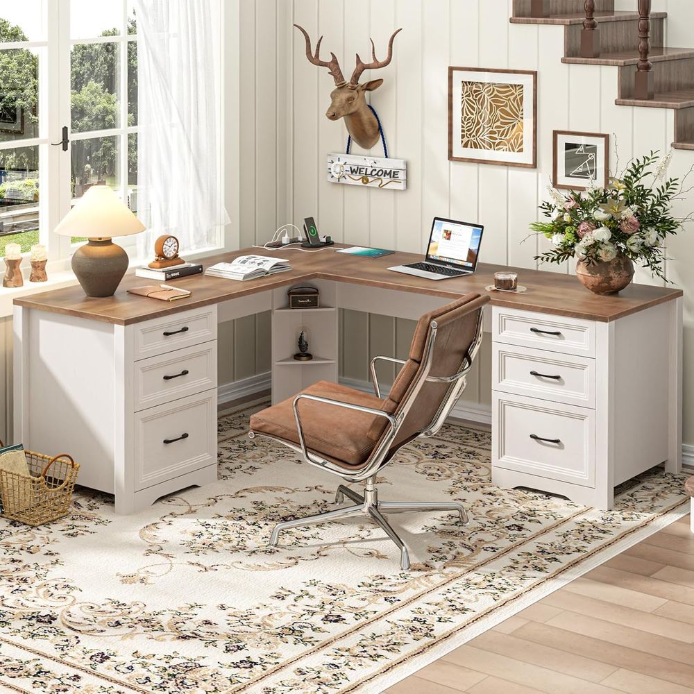 Home Office L Shaped Desk - مكتب تنفيذي على شكل حرف L
