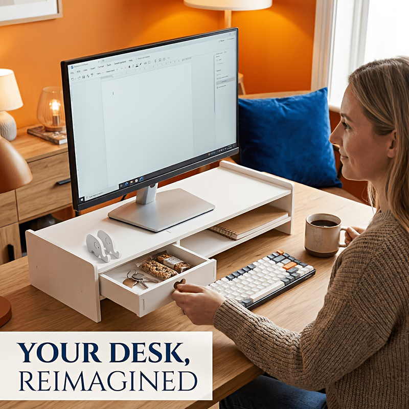 حامل شاشة أبيض بسيط من البولي  - مراجعة Monitor Riser Stand وسعره