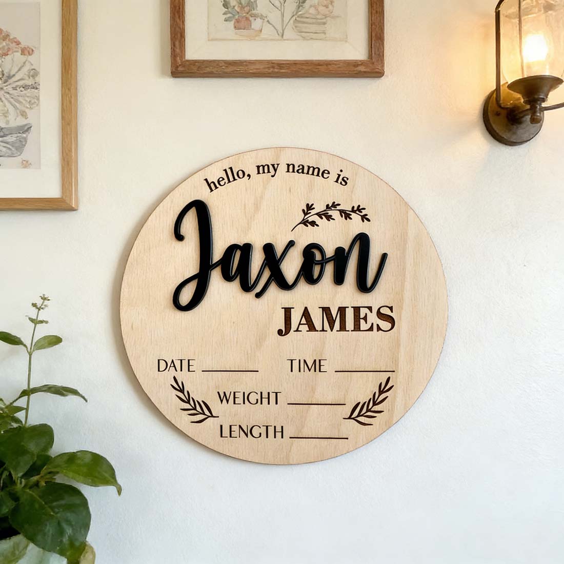 لافتة خشبية مخصصة لإعلان ولادة - مراجعة Home Office Ideas وسعره