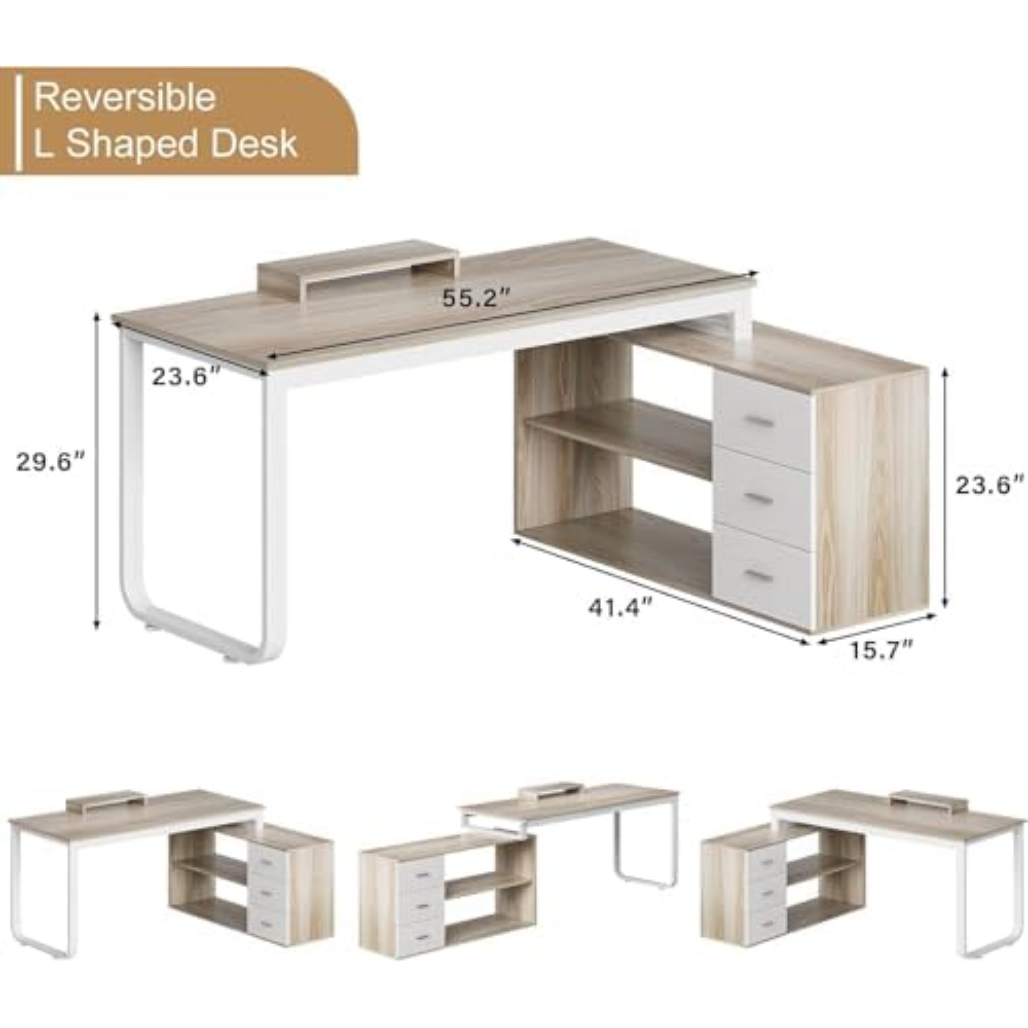 مكتب على شكل حرف L مقاس 55 بوص - مراجعة Home Office L Shaped Desk وسعره