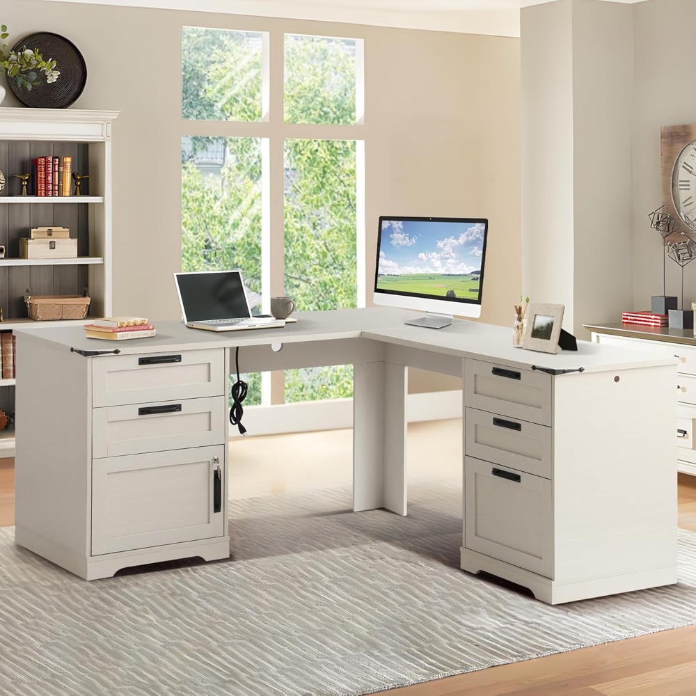 مكتب تنفيذي على شكل حرف L مقاس - مراجعة Home Office L Shaped Desk وسعره