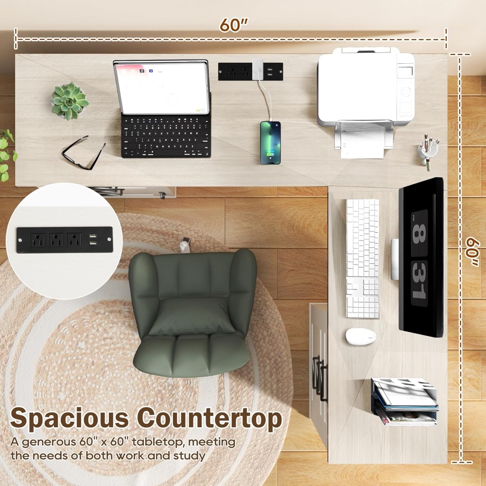 مكتب تنفيذي على شكل حرف L مقاس - مراجعة Home Office L Shaped Desk وسعره