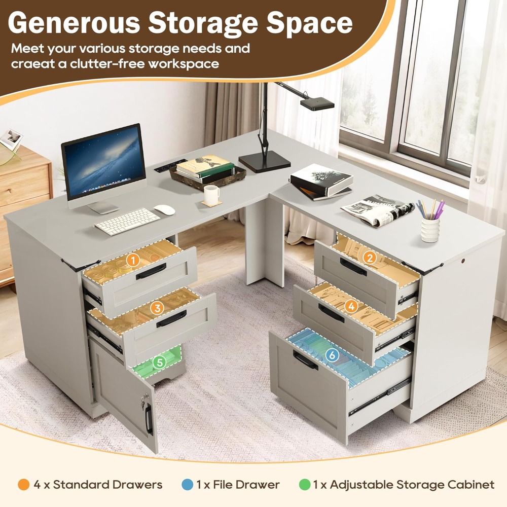 مكتب تنفيذي على شكل حرف L مقاس - مراجعة Home Office L Shaped Desk وسعره
