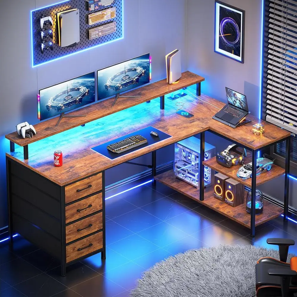 مكتب على شكل حرف L مع 4 أدراج، - مراجعة Home Office L Shaped Desk وسعره