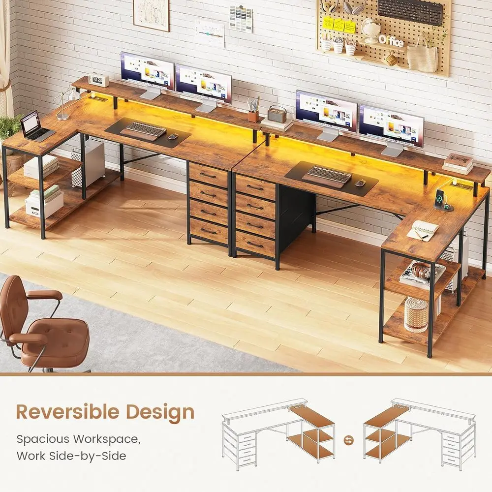 مكتب على شكل حرف L مع 4 أدراج، - مراجعة Home Office L Shaped Desk وسعره