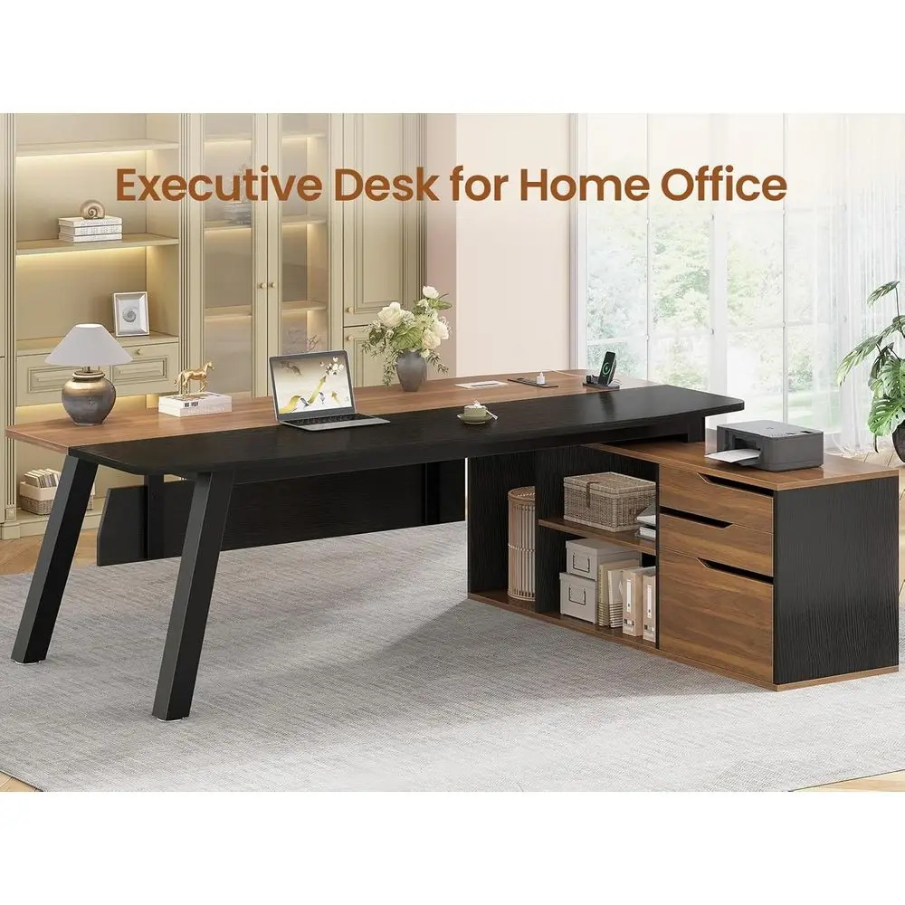 مكتب كبير بطول 71 بوصة مع خزان - مراجعة Home Office L Shaped Desk وسعره
