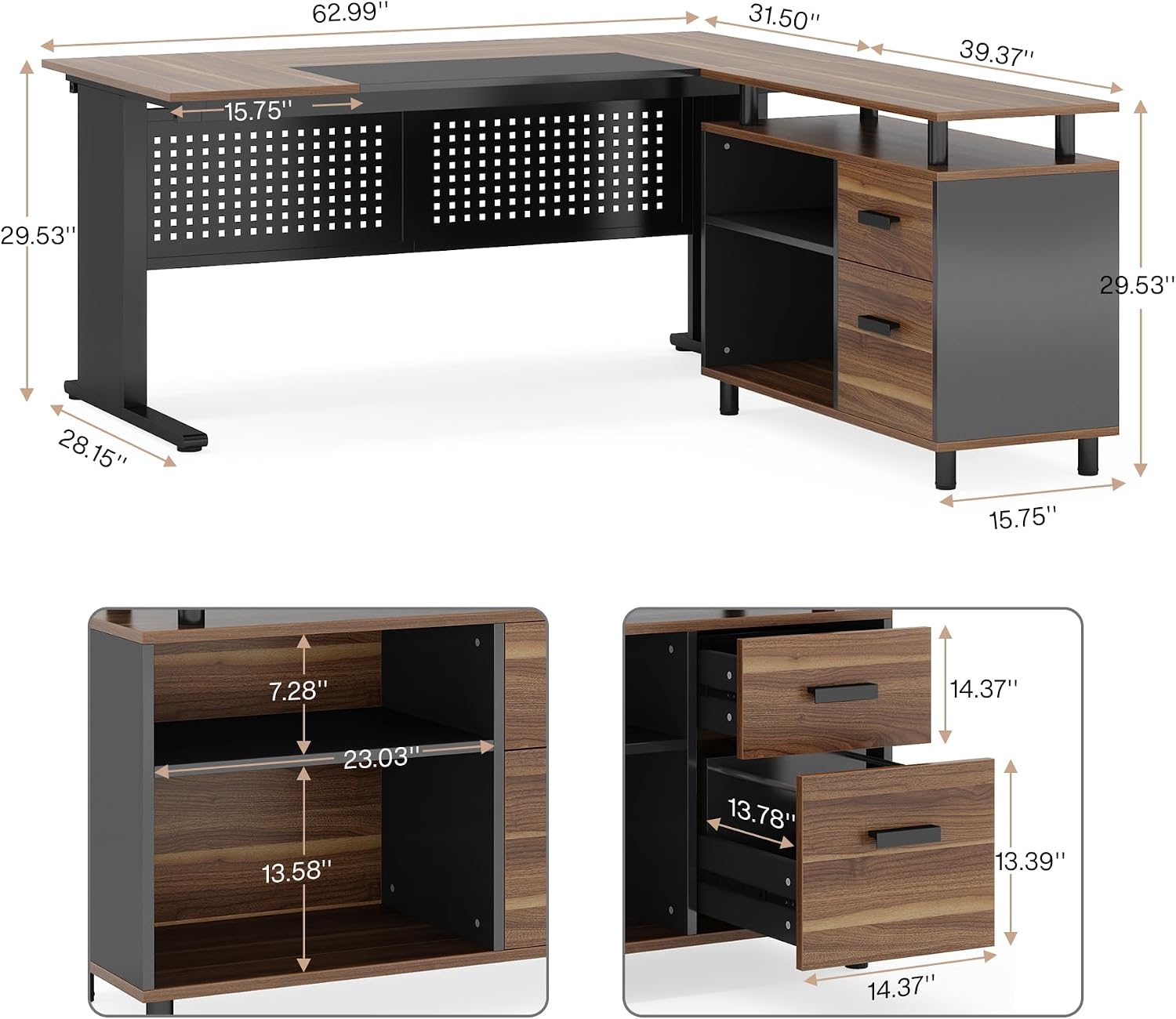 مكتب تنفيذي على شكل حرف L بطول - مراجعة Home Office L Shaped Desk وسعره