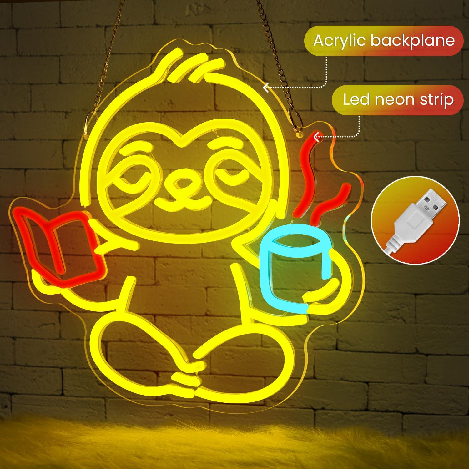 لافتة نيون على شكل كسلان مع إض - مراجعة Home Office Room وسعره