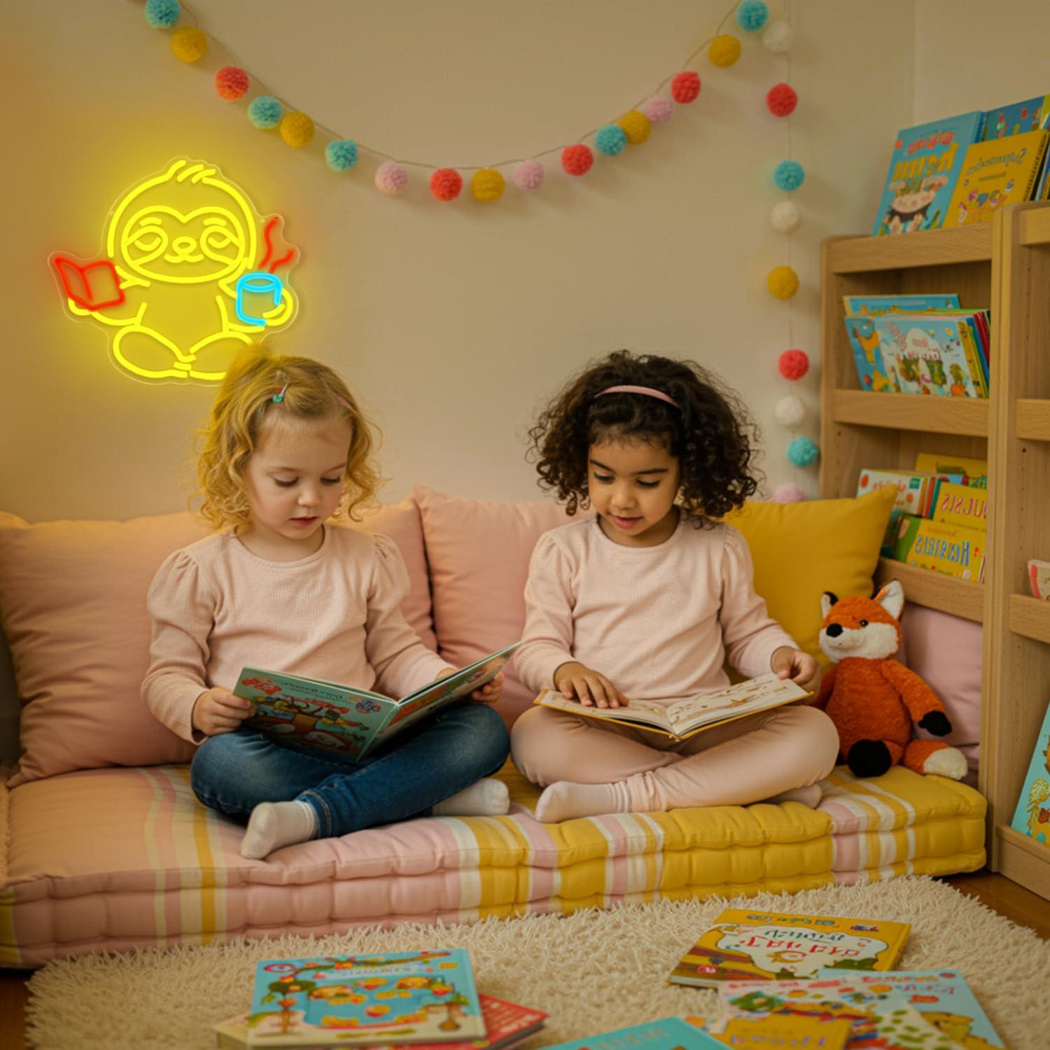 لافتة نيون على شكل كسلان مع إض - مراجعة Home Office Room وسعره