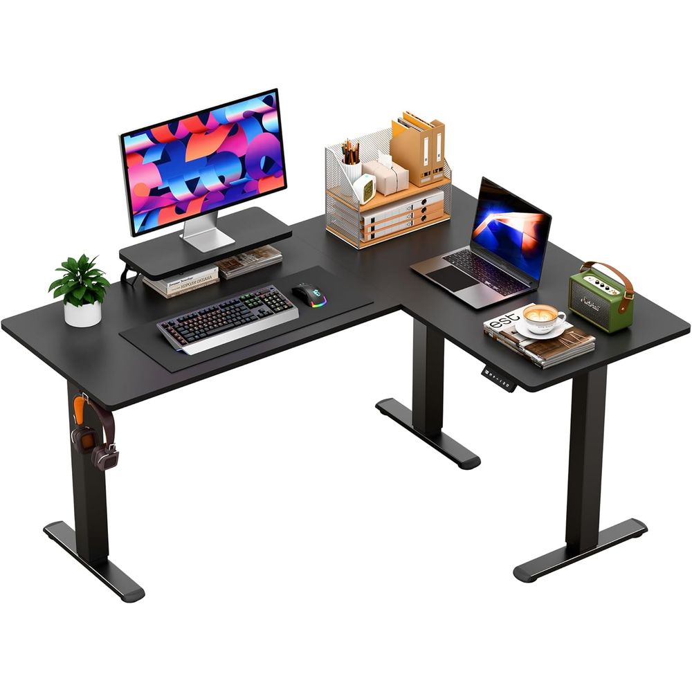 مكتب كهربائي على شكل حرف L قاب - مراجعة Home Office L Shaped Desk وسعره