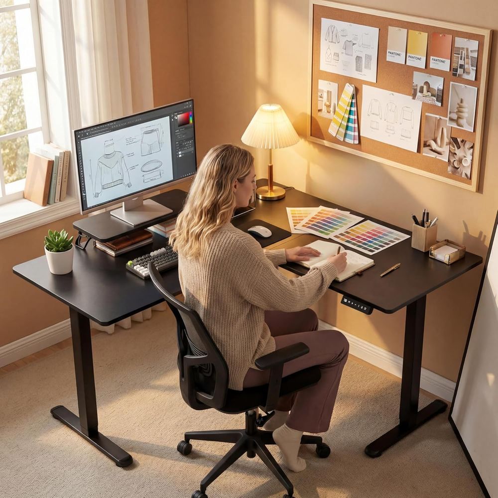 مكتب كهربائي على شكل حرف L قاب - مراجعة Home Office L Shaped Desk وسعره