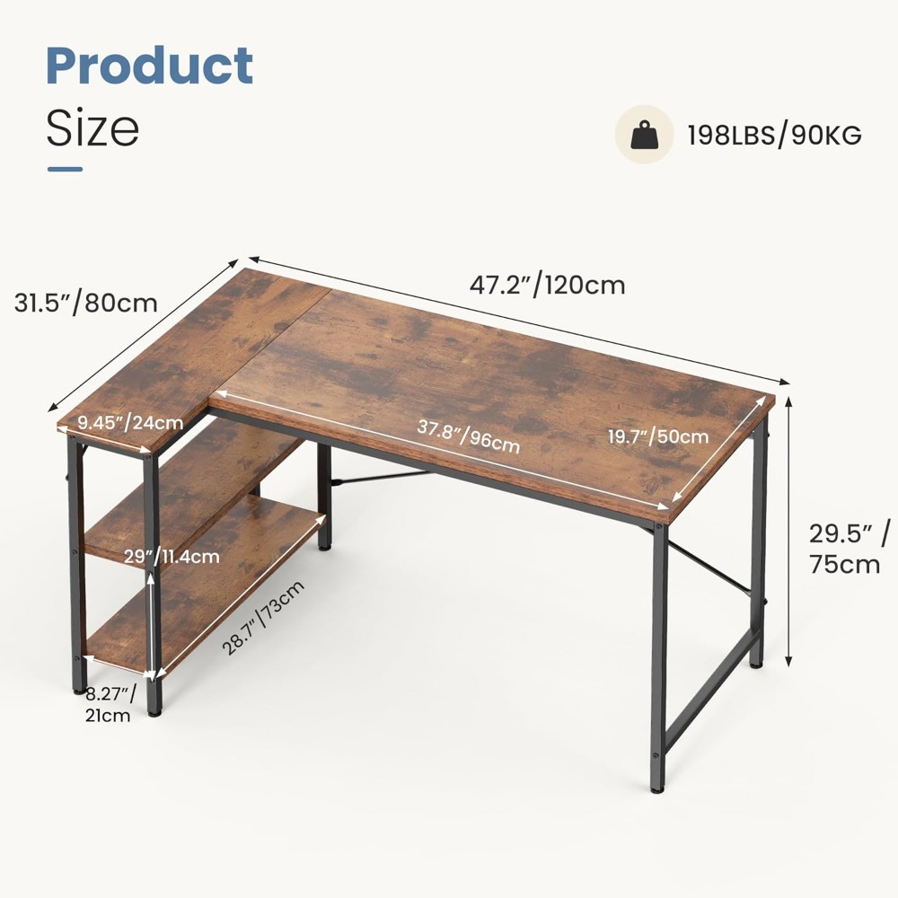مكتب على شكل حرف L مقاس 47 بوص - مراجعة Home Office L Shaped Desk وسعره