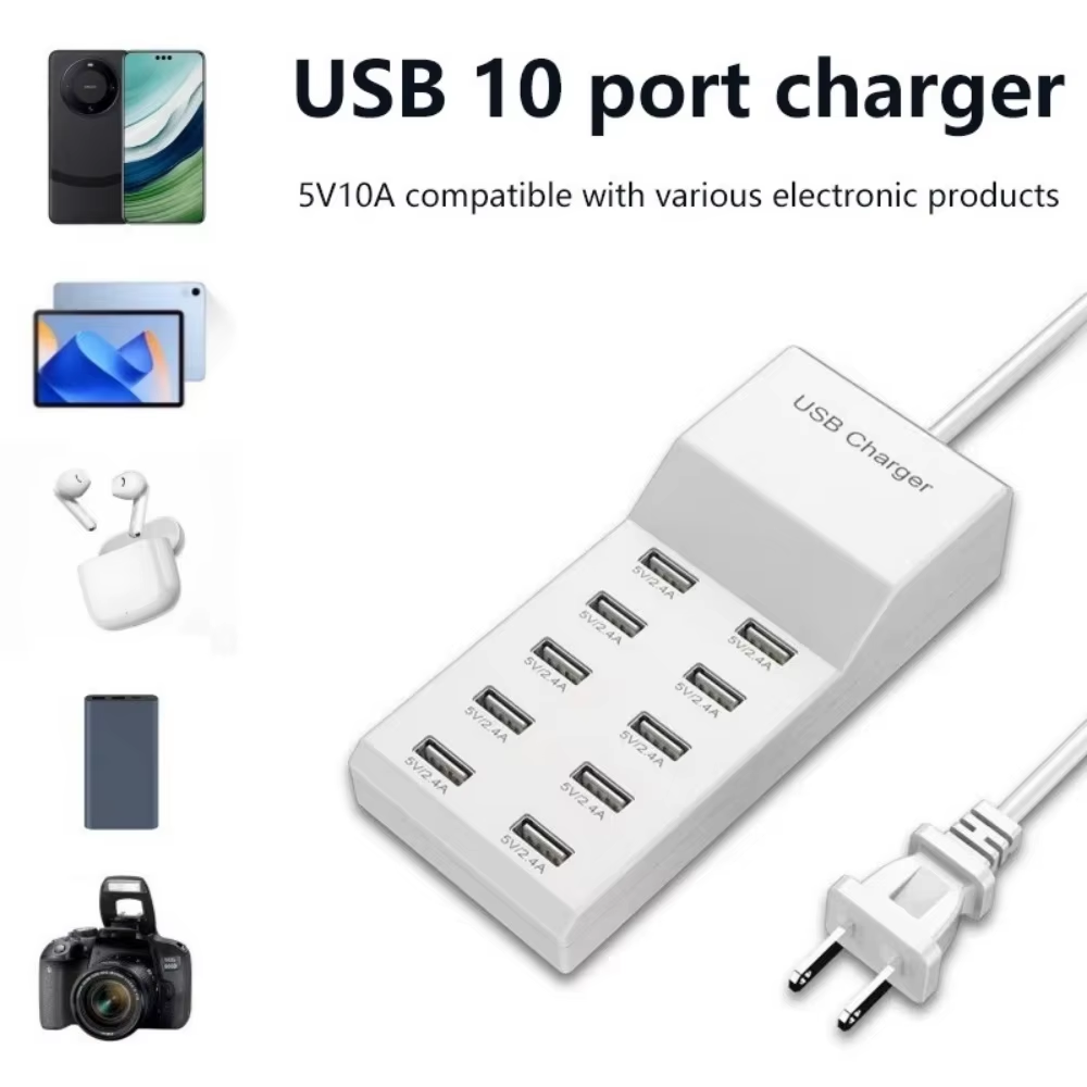 10 منافذ USB Hub شاحن سريع الم - مراجعة Home Office In Uk وسعره