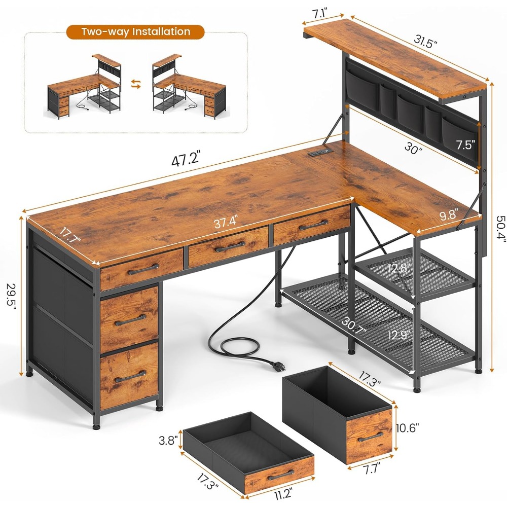 مكتب SEDETA على شكل حرف L مع أ - مراجعة Home Office L Shaped Desk وسعره