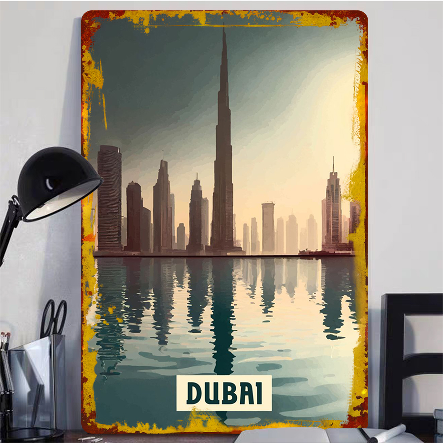دبي أفق في غروب الشمس جدار معد - مراجعة Home Office Dubai وسعره
