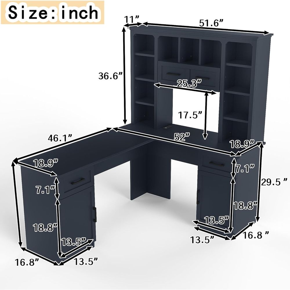 مكتب على شكل حرف L مع خزانة عل - مراجعة Home Office L Shaped Desk وسعره