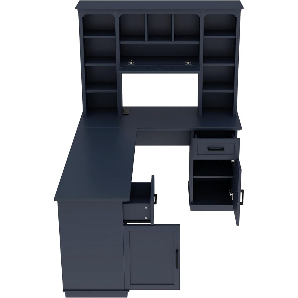 مكتب على شكل حرف L مع خزانة عل - مراجعة Home Office L Shaped Desk وسعره