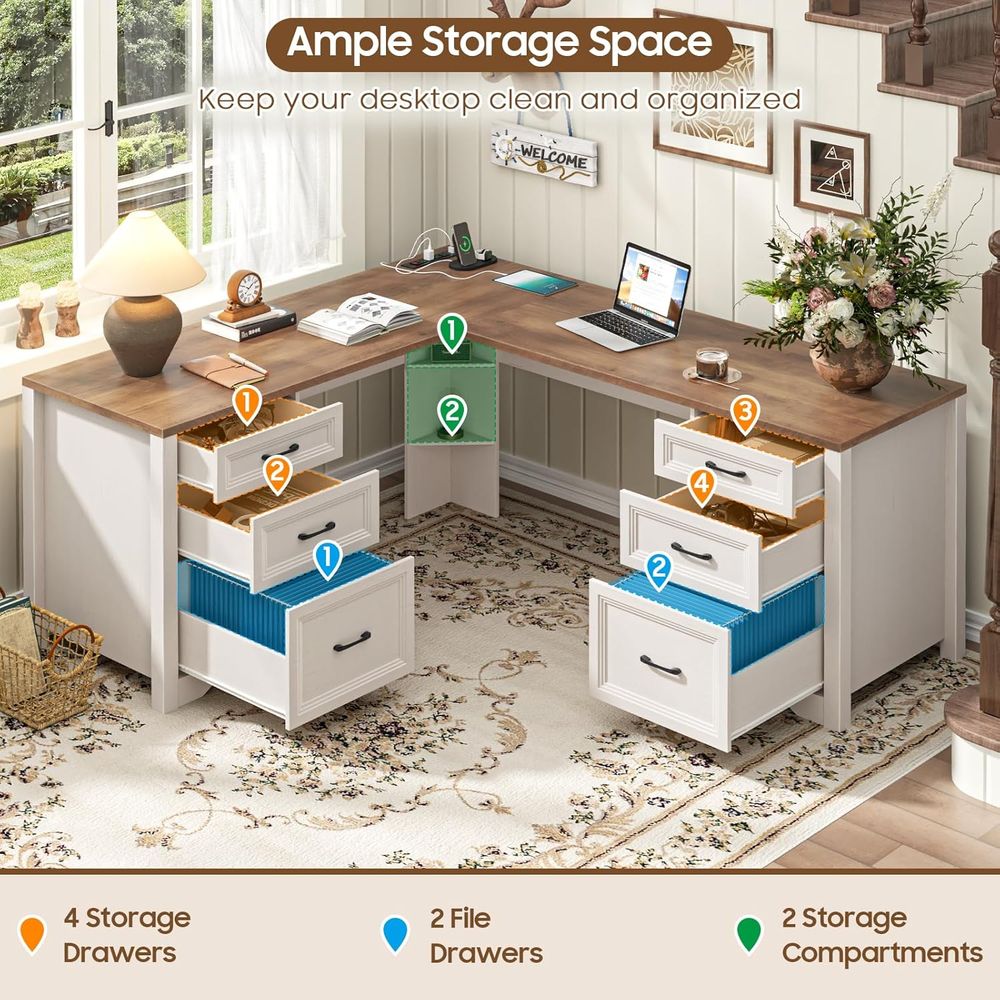 مكتب تنفيذي على شكل حرف L بالل - مراجعة Home Office L Shaped Desk وسعره